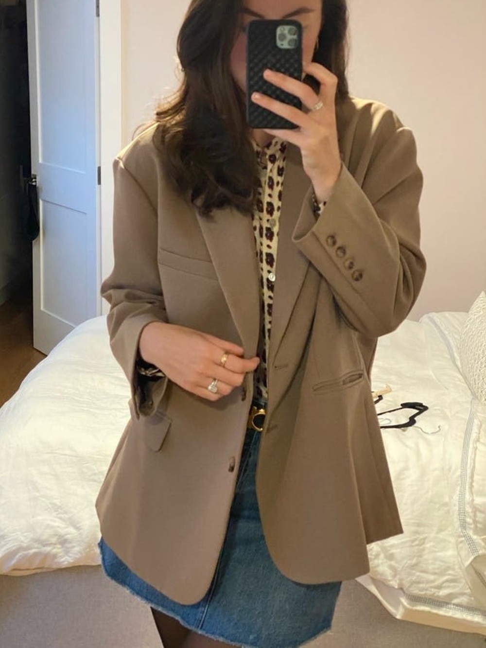 Re Ona Taupe Oversized Women's Blazer